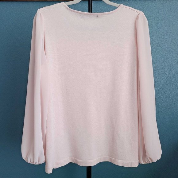 GRACE Woman XL Knit Top w/ Chiffon Sleeves - Picture 3 of 6